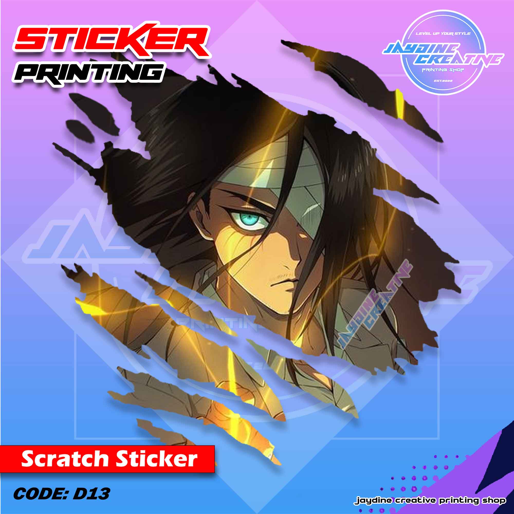 Attack on Titan Inspired Scratch Design Sticker