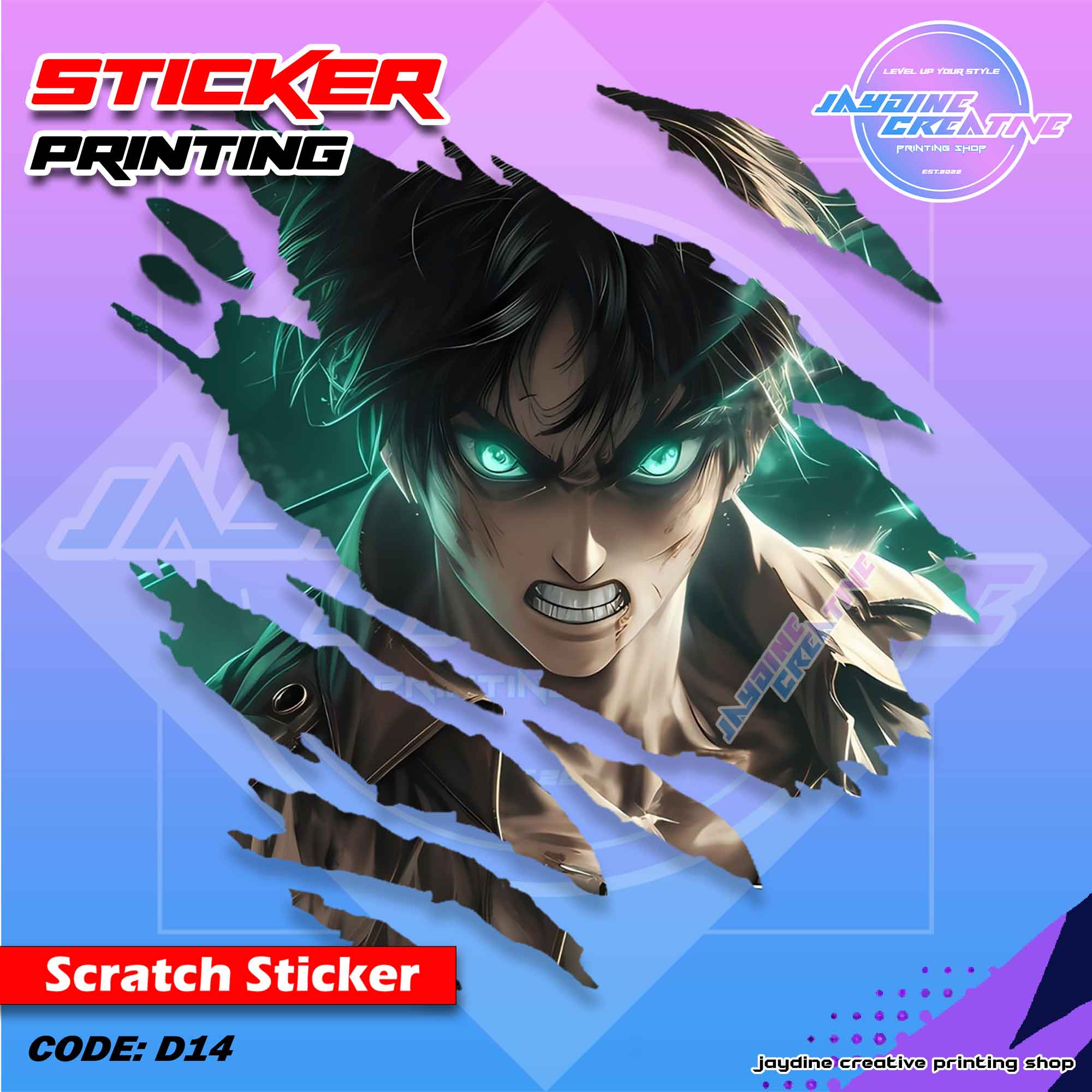 Attack on Titan Inspired Scratch Design Sticker