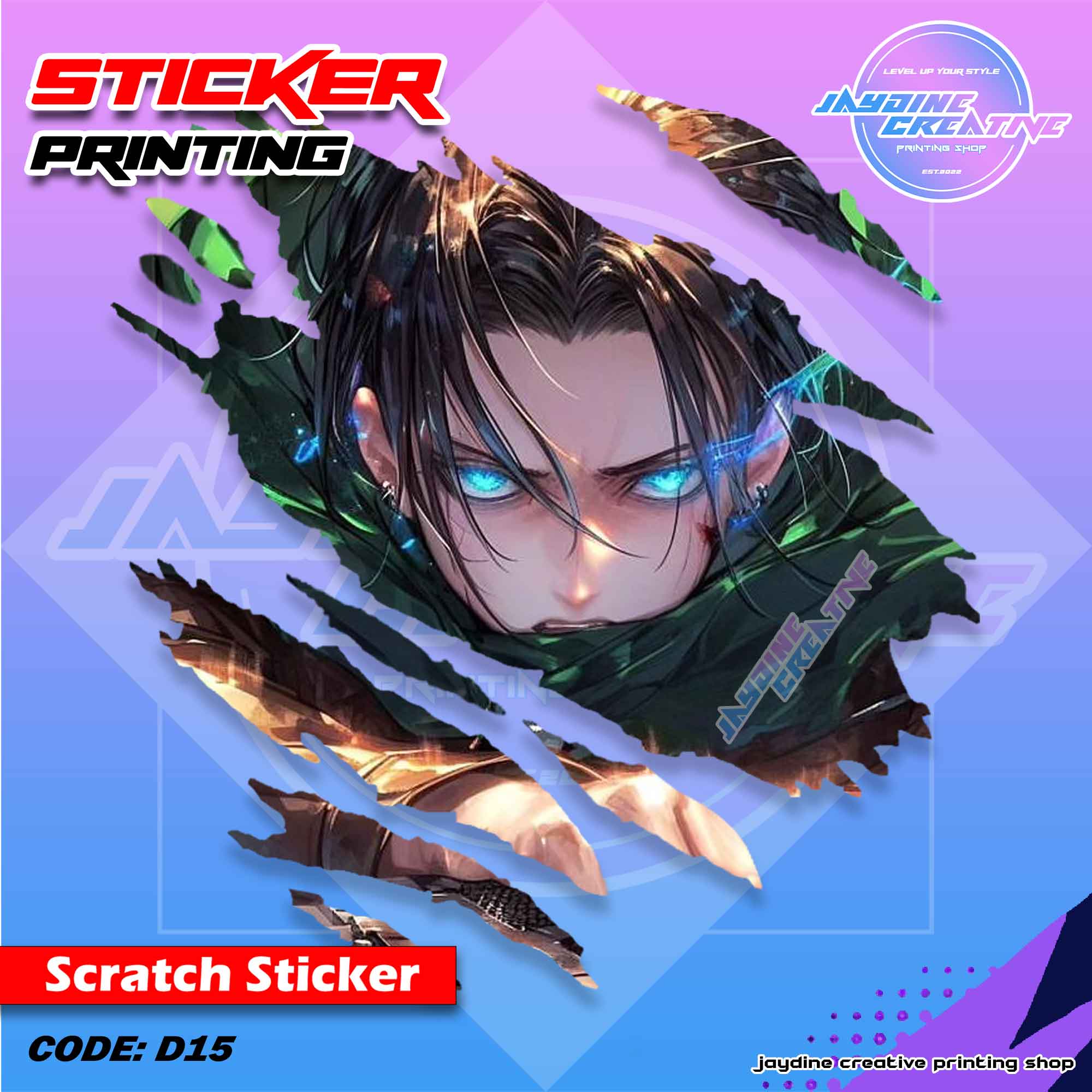 Attack on Titan Inspired Scratch Design Sticker