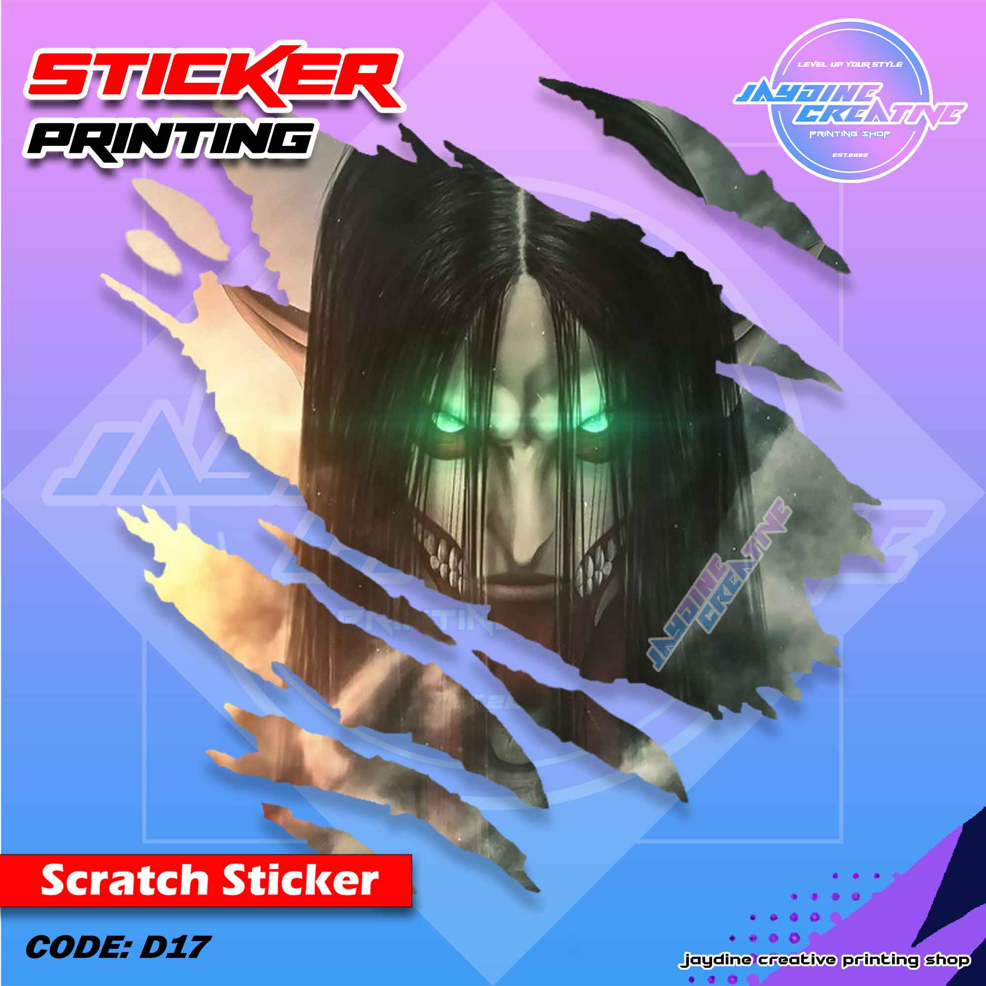 Attack on Titan Inspired Scratch Design Sticker