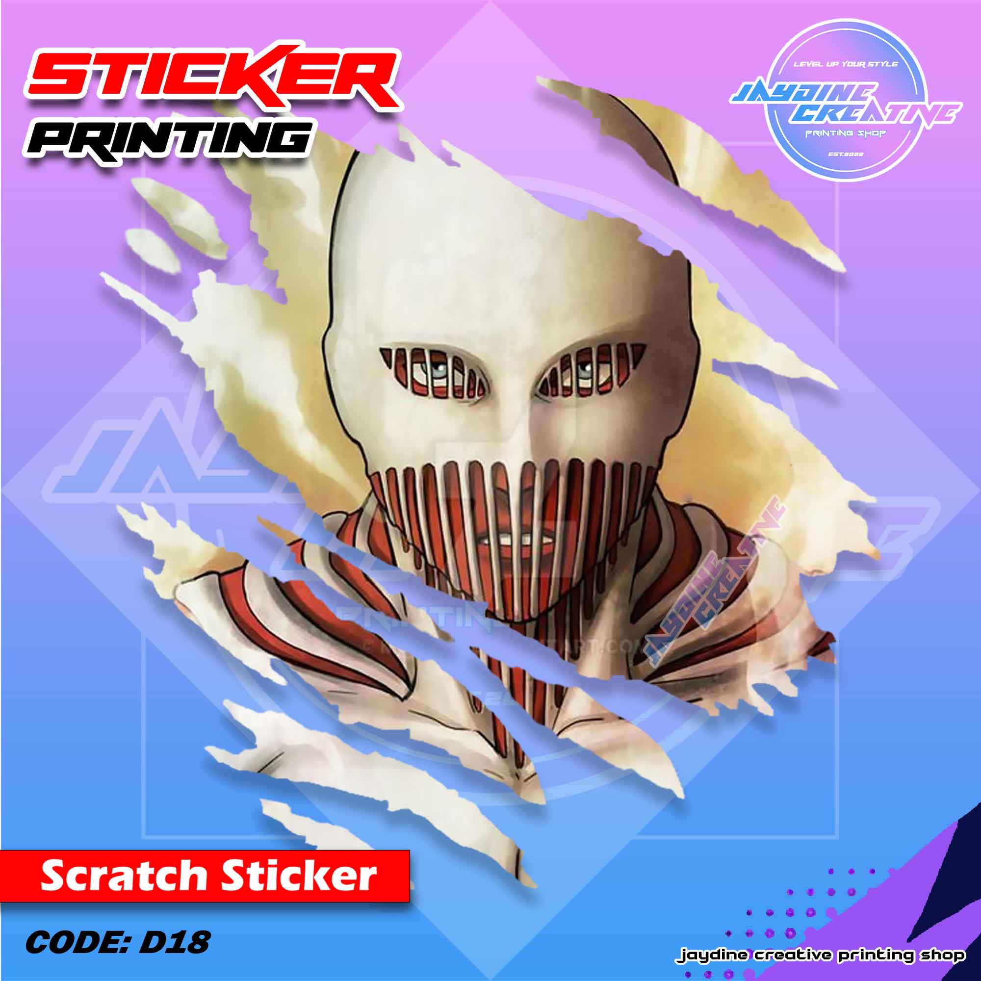 Attack on Titan Inspired Scratch Design Sticker