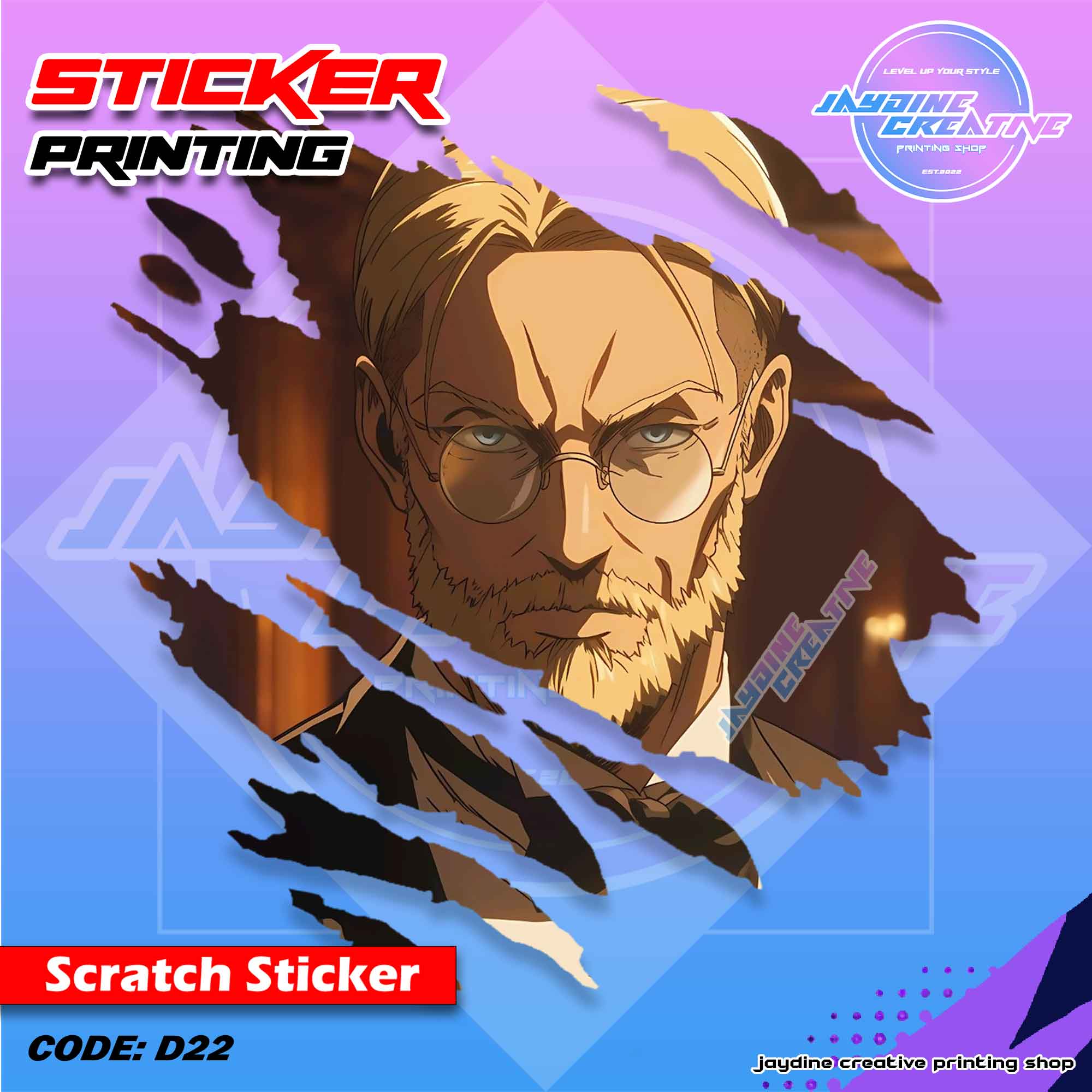Attack on Titan Inspired Scratch Design Sticker