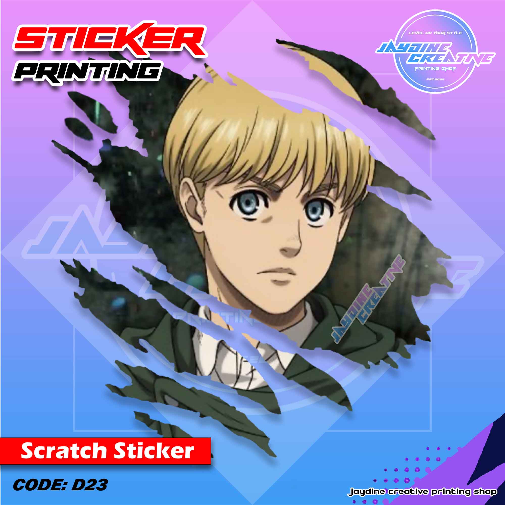 Attack on Titan Inspired Scratch Design Sticker