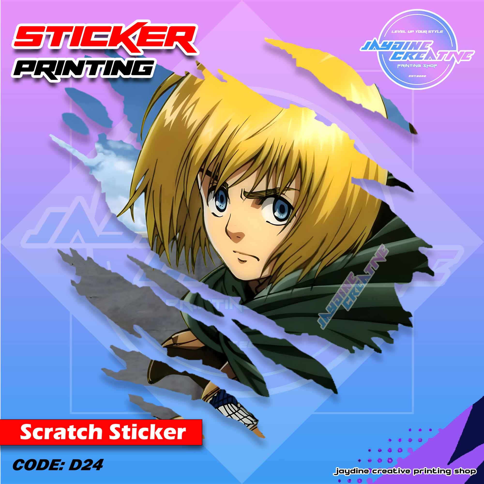 Attack on Titan Inspired Scratch Design Sticker