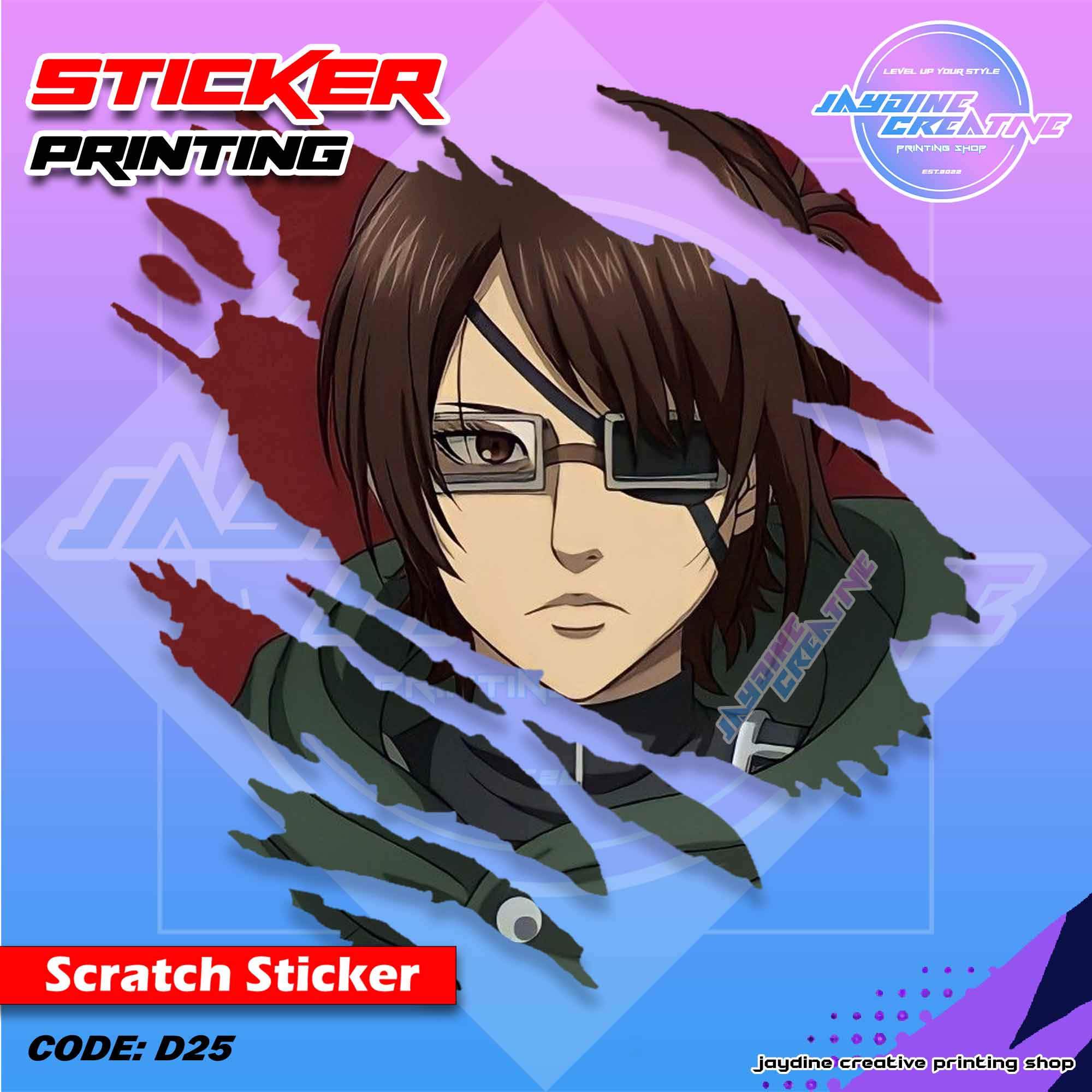 Attack on Titan Inspired Scratch Design Sticker
