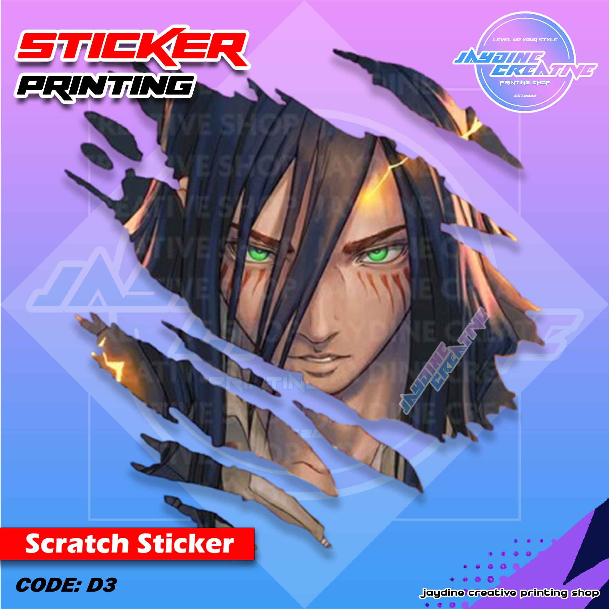 Attack on Titan Inspired Scratch Design Sticker