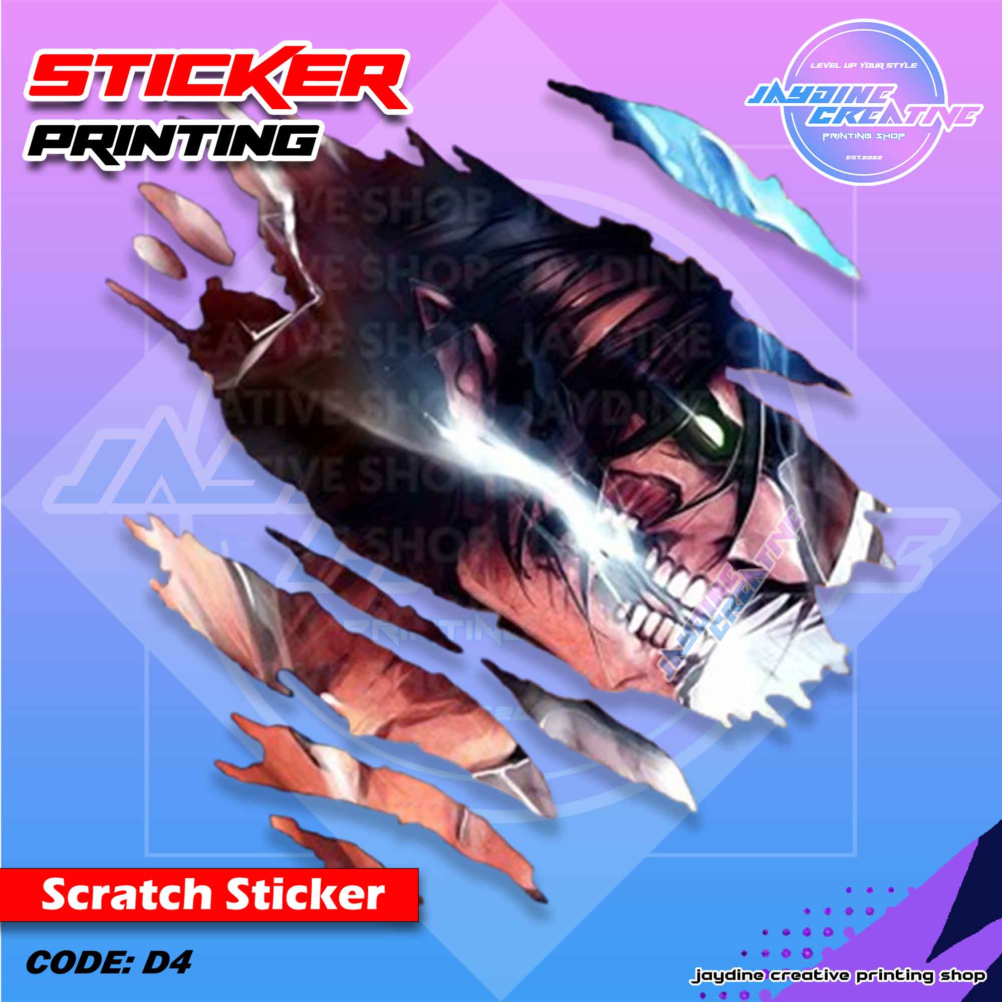 Attack on Titan Inspired Scratch Design Sticker