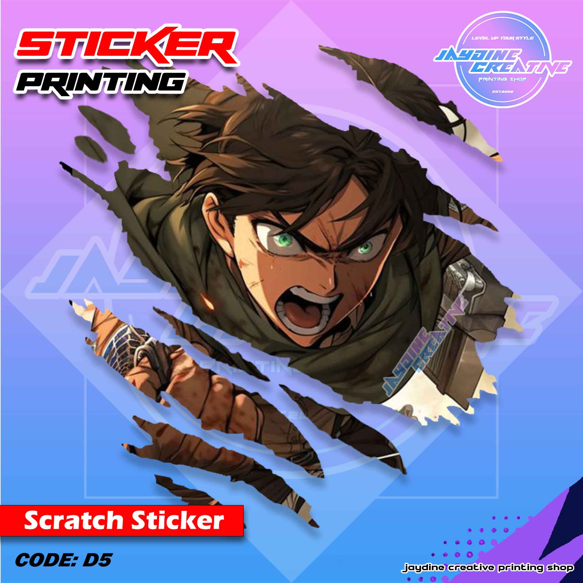 Attack on Titan Inspired Scratch Design Sticker