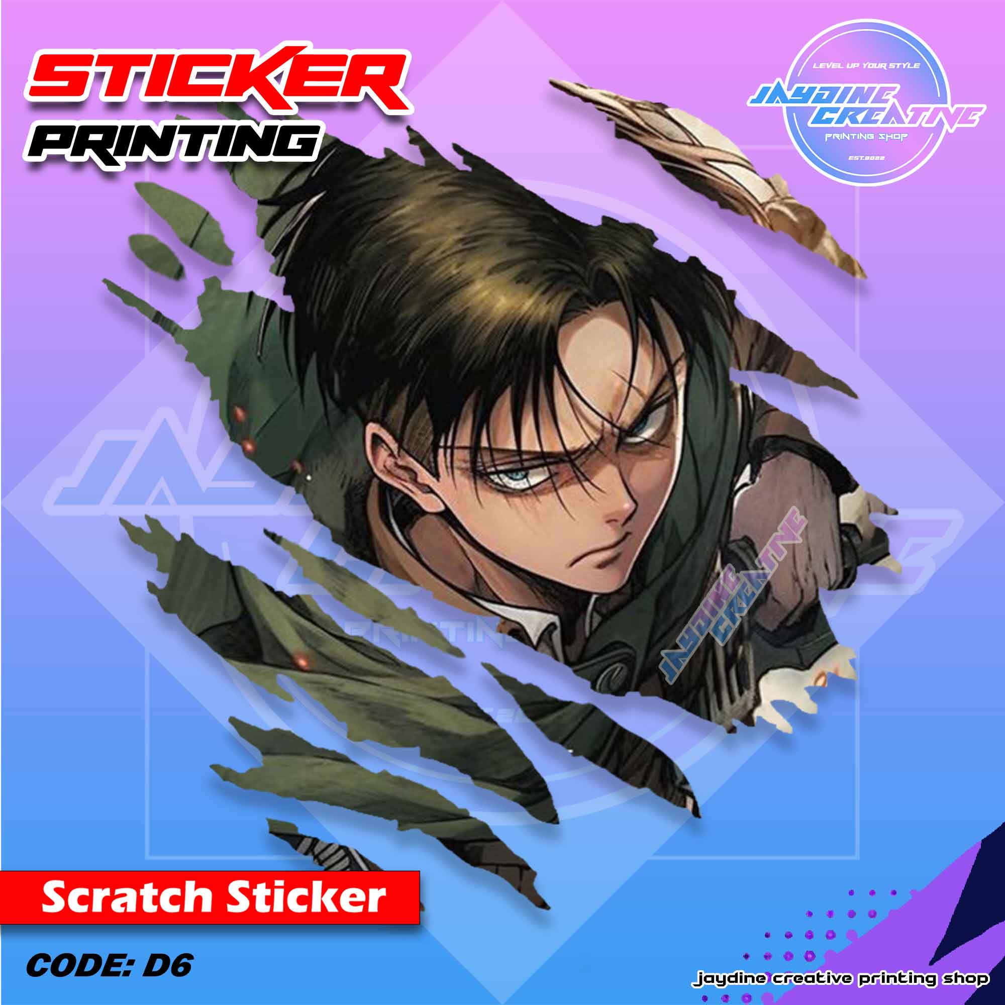 Attack on Titan Inspired Scratch Design Sticker