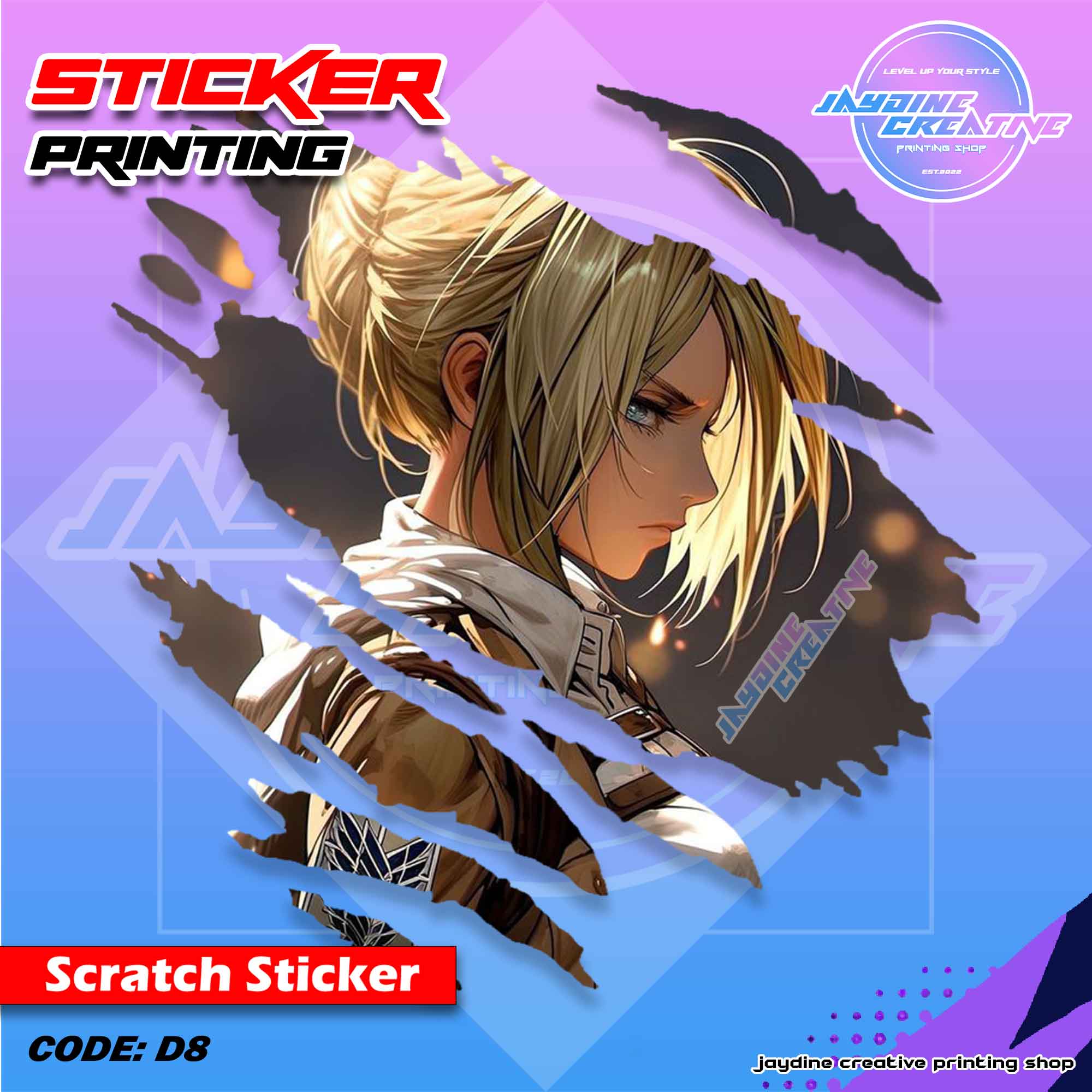 Attack on Titan Inspired Scratch Design Sticker