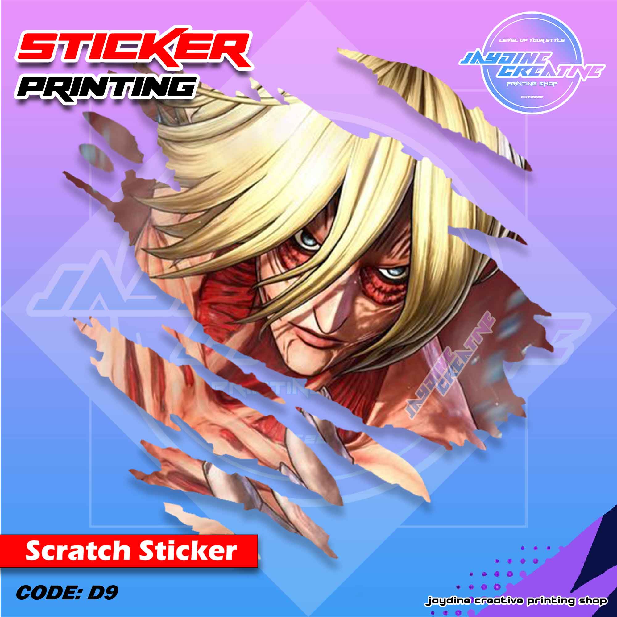 Attack on Titan Inspired Scratch Design Sticker