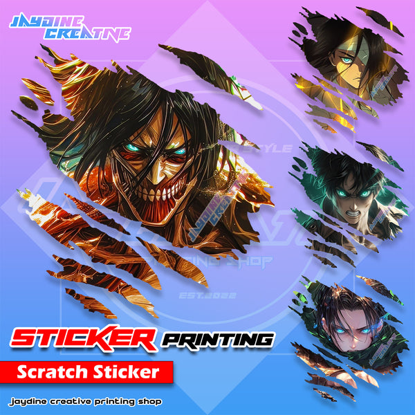 Attack on Titan Inspired Scratch Design Sticker