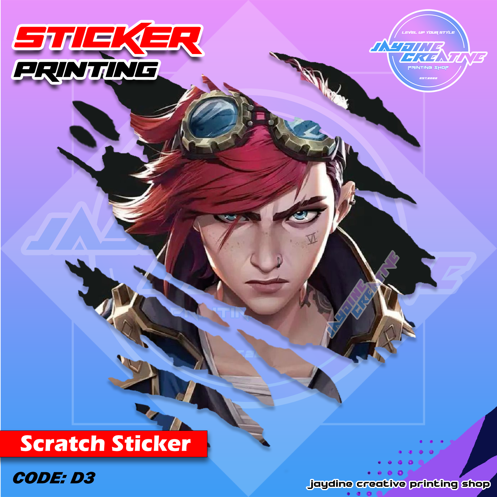 Arcane Inspired Scratch Design Sticker