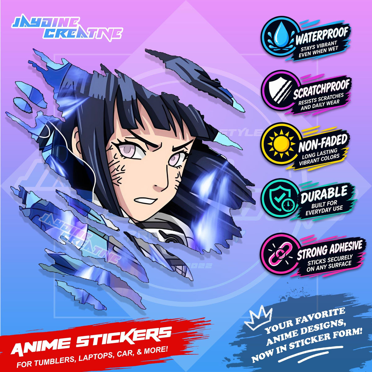 Naruto Inspired Scratch Sticker | Waterproof Vinyl for Helmet, Motorcycle, Car & Tumbler