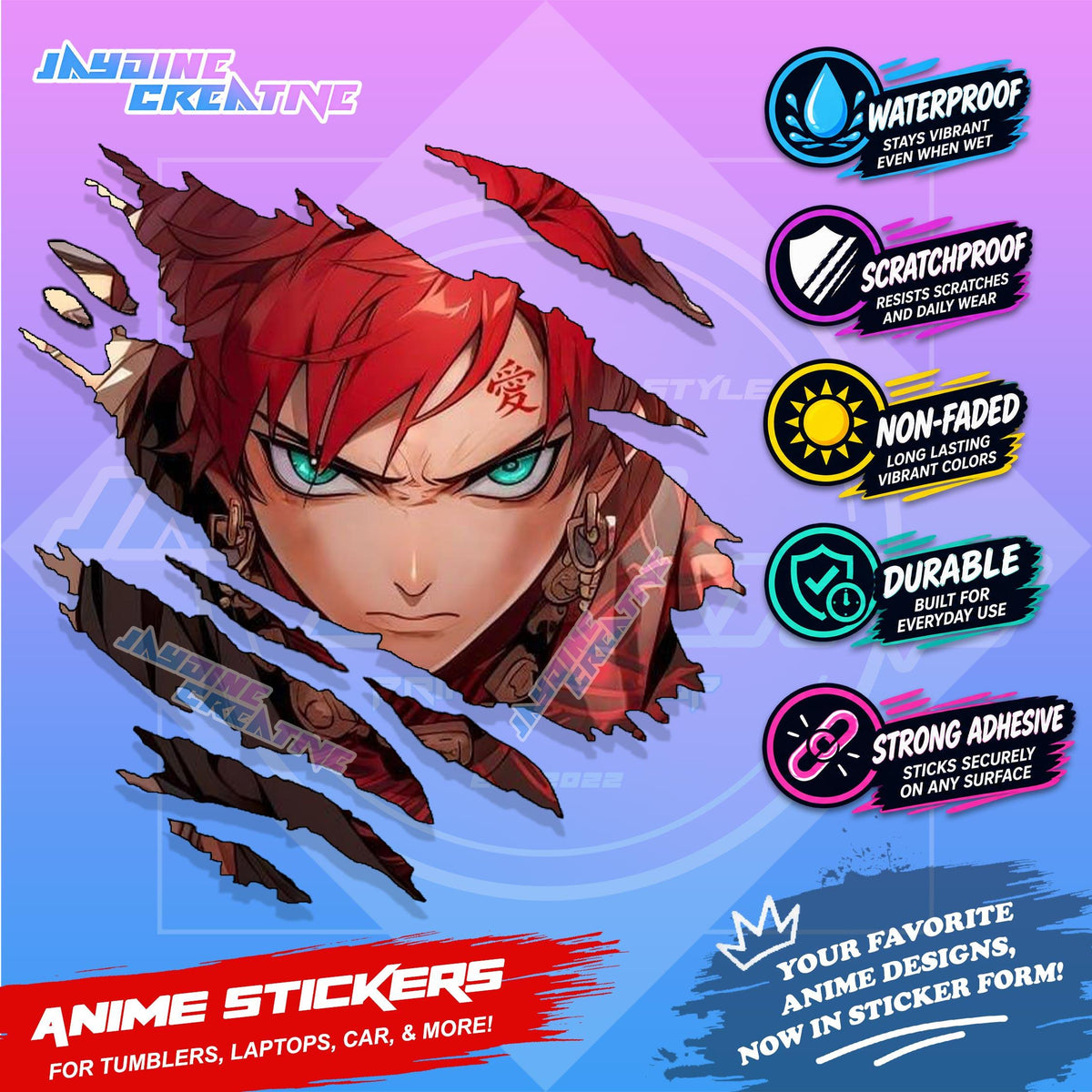 All  Anime Inspired Scratch Sticker Waterproof Vinyl for Helmet, Motorcycle, Car, Laptop, Phone & Tumbler