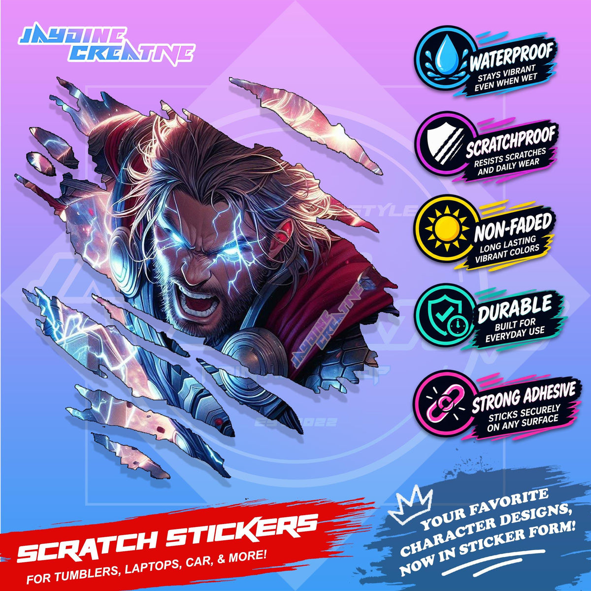 Avengers Marvel Inspired Scratch Sticker Waterproof Vinyl for Helmet, Motorcycle, Car & Tumbler