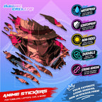 New One Piece Anime Inspired Scratch Sticker Waterproof Vinyl for Helmet, Motorcycle, Car & Tumbler