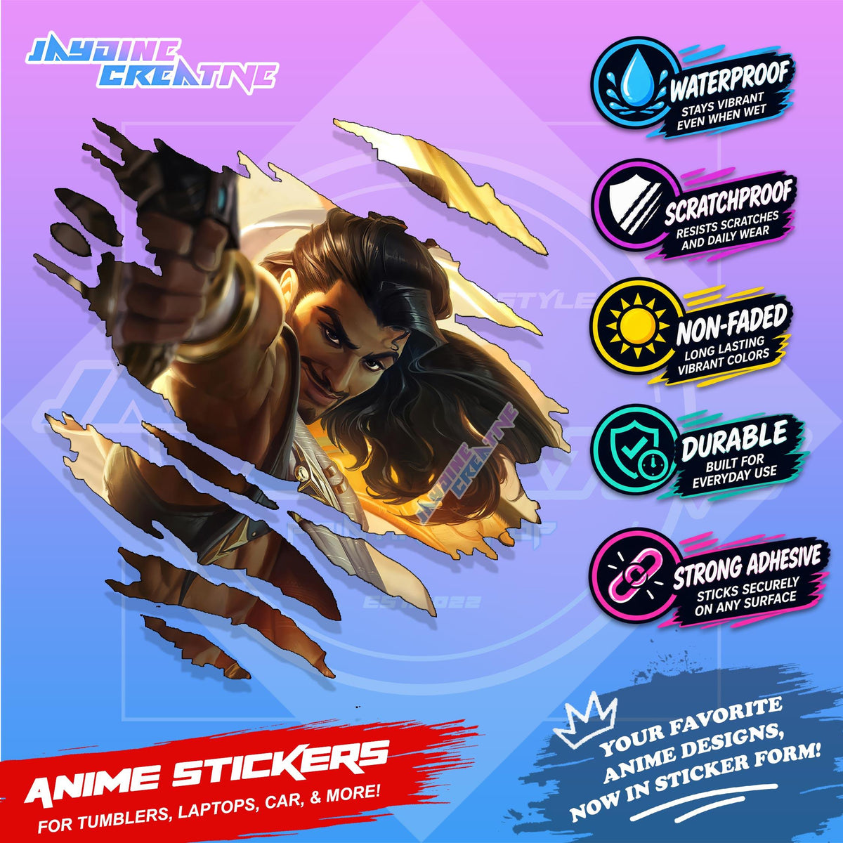 League of Legends Inspired Scratch Sticker Waterproof Vinyl for Helmet, Motorcycle, Laptop & Tumbler