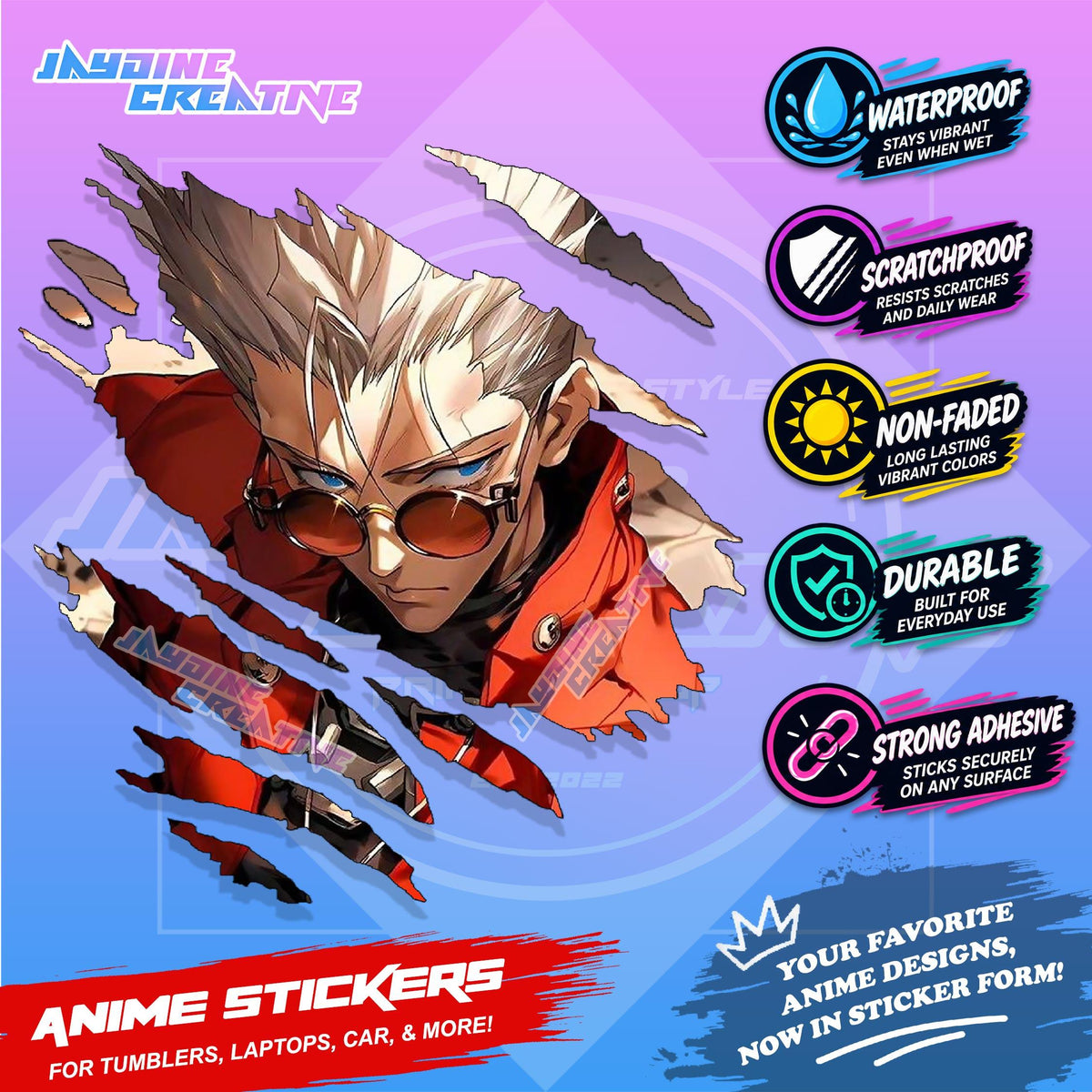 All Anime Anime Inspired Set 2  Anime Inspired Scratch Sticker Waterproof Vinyl for Helmet, Motorcycle, Car, Laptop & Tumbler