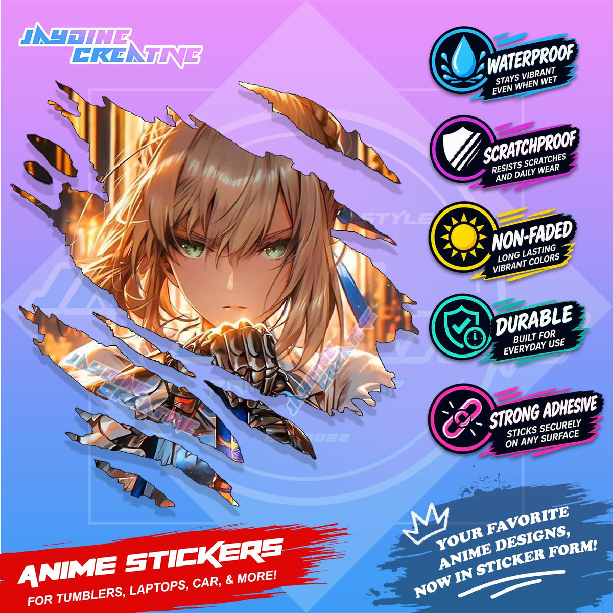 All Anime Anime Inspired Set 2  Anime Inspired Scratch Sticker Waterproof Vinyl for Helmet, Motorcycle, Car, Laptop & Tumbler