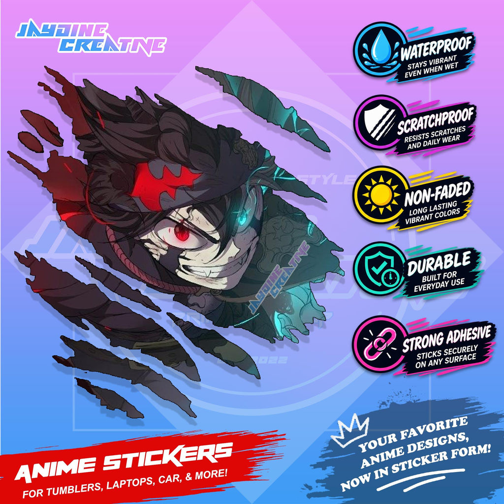 Black Clover Inspired Scratch Sticker Waterproof Vinyl for Helmet, Motorcycle, Car, Laptop & Tumbler