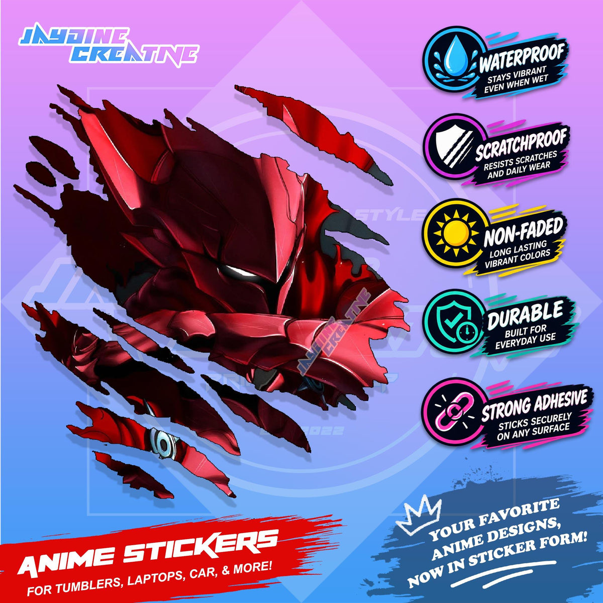 Solo Leveling Inspired Scratch Sticker | Waterproof Vinyl for Helmet, Motorcycle, Car & Tumbler