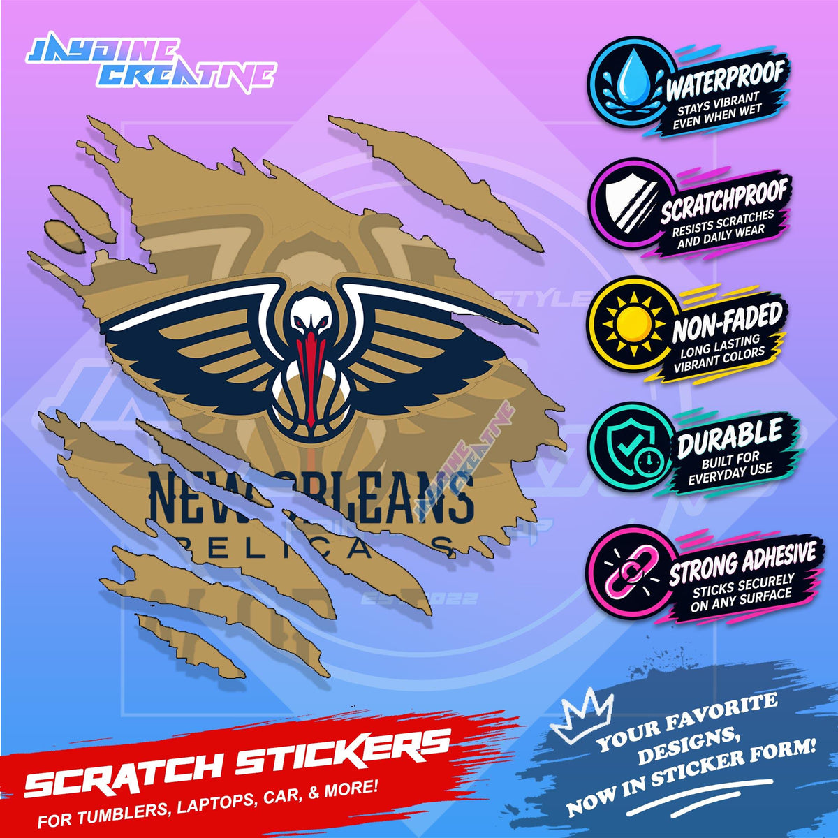 Basketball Team Inspired Scratch Sticker Waterproof Vinyl for Helmet, Motorcycle, Car, Laptop & Tumbler