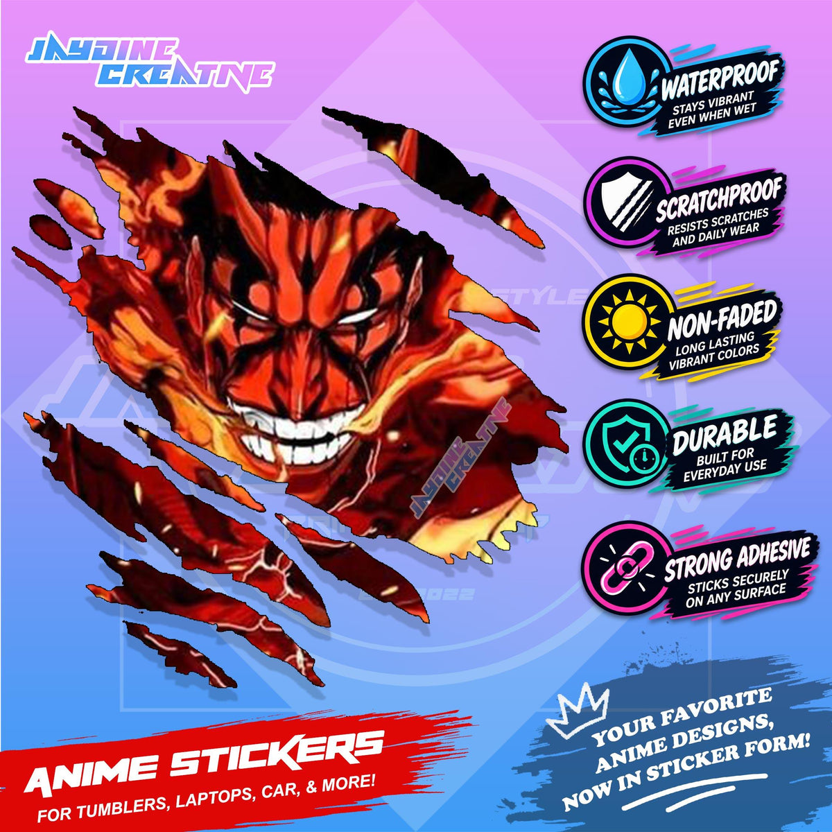Bleach Anime Inspired Scratch Sticker Waterproof Vinyl for Helmet, Motorcycle, Car, Laptop & Tumbler