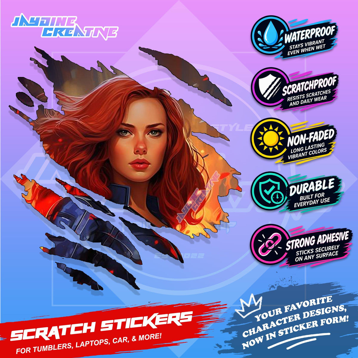 Avengers Marvel Inspired Scratch Sticker Waterproof Vinyl for Helmet, Motorcycle, Car & Tumbler