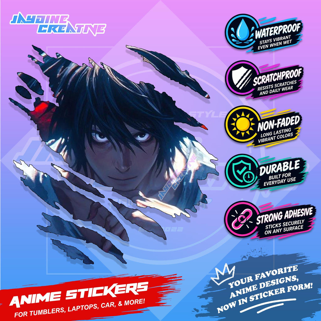 Death Note Anime Inspired Scratch Sticker | Waterproof Vinyl for Helmet Motorcycle, Laptop & Tumbler