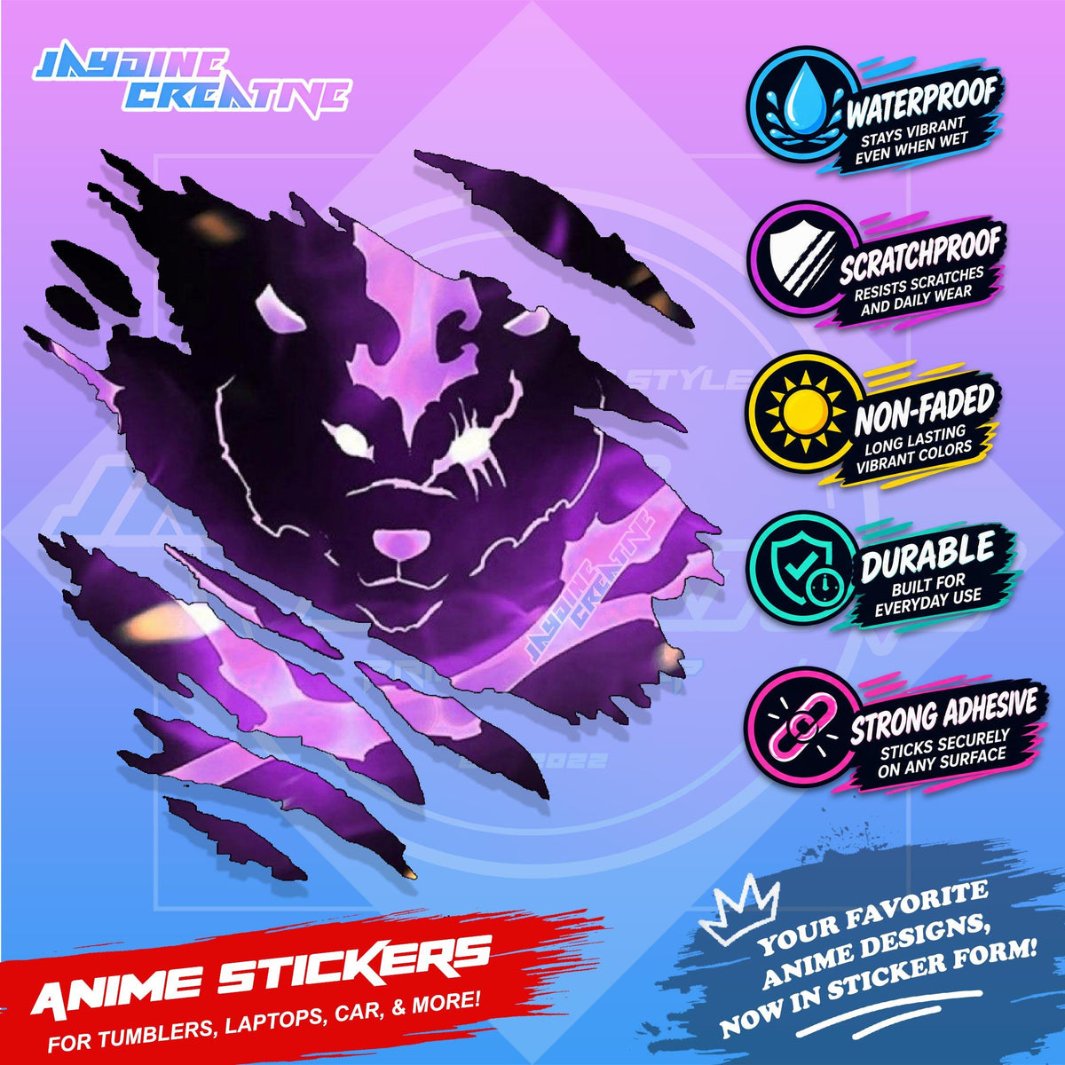 Solo Leveling Inspired Scratch Sticker | Waterproof Vinyl for Helmet, Motorcycle, Car & Tumbler