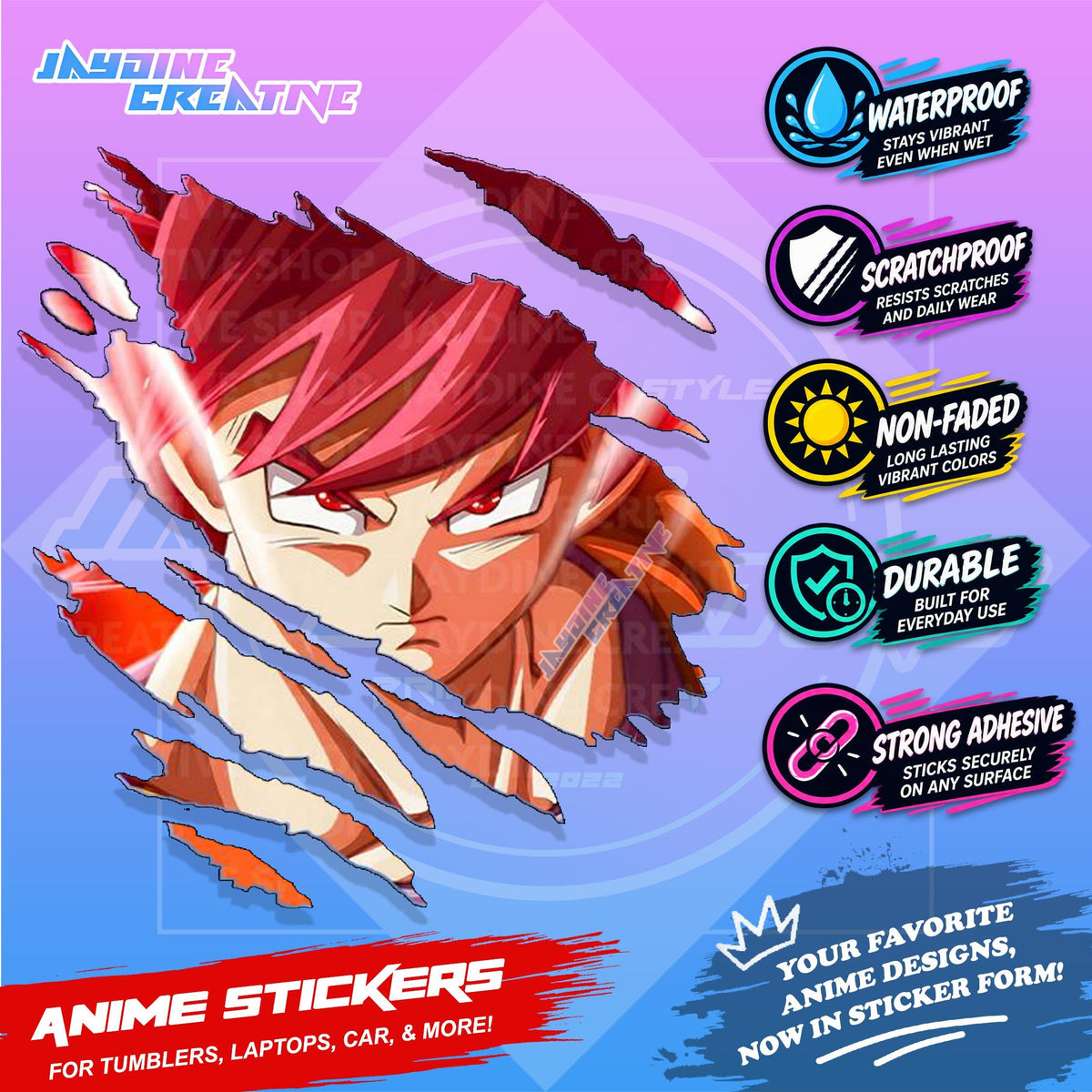 Dragonball Anime Inspired Scratch Sticker Waterproof Vinyl for Helmet, Motorcycle, Car & Tumbler