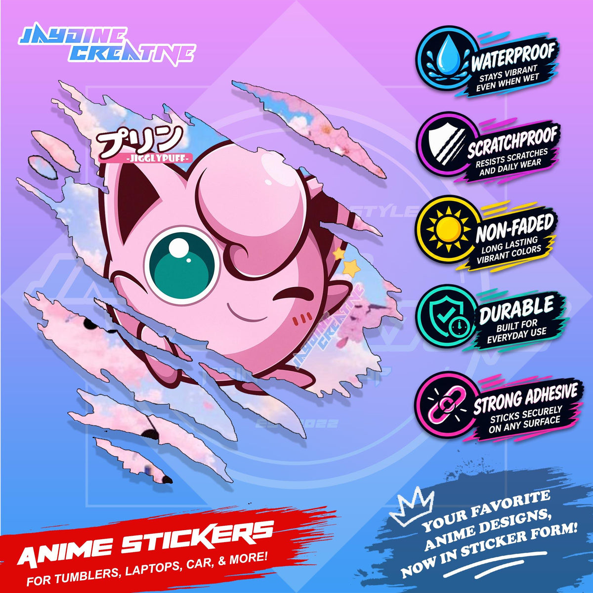 Pokemon Inspired Scratch Sticker | Waterproof Vinyl for Helmet, Motorcycle, Car & Tumbler