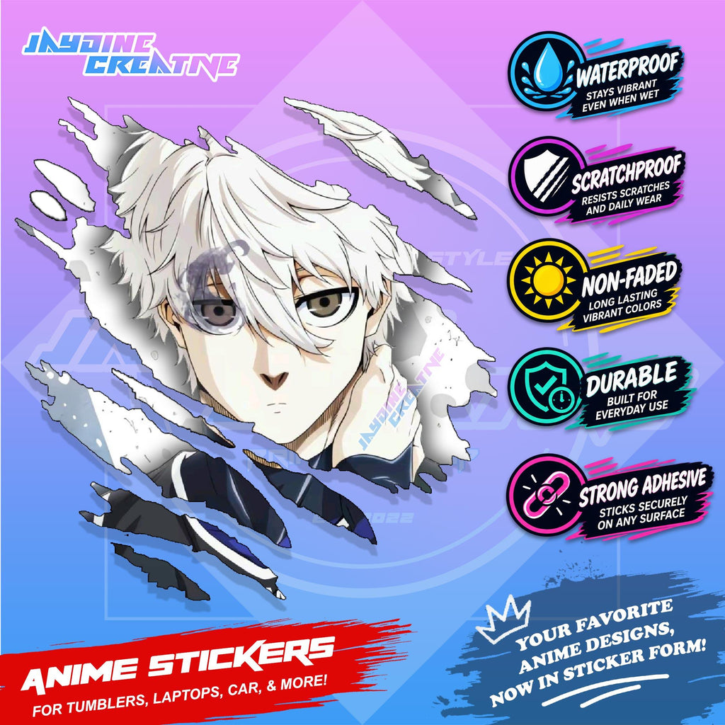 Blue lock Anime Scratch Sticker | Waterproof Vinyl for Helmet, Motorcycle, Car, Laptop & Tumbler