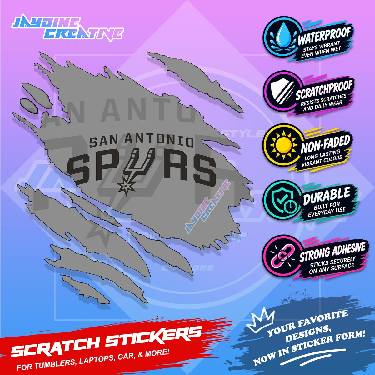Basketball Team Inspired Scratch Sticker Waterproof Vinyl for Helmet, Motorcycle, Car, Laptop & Tumbler
