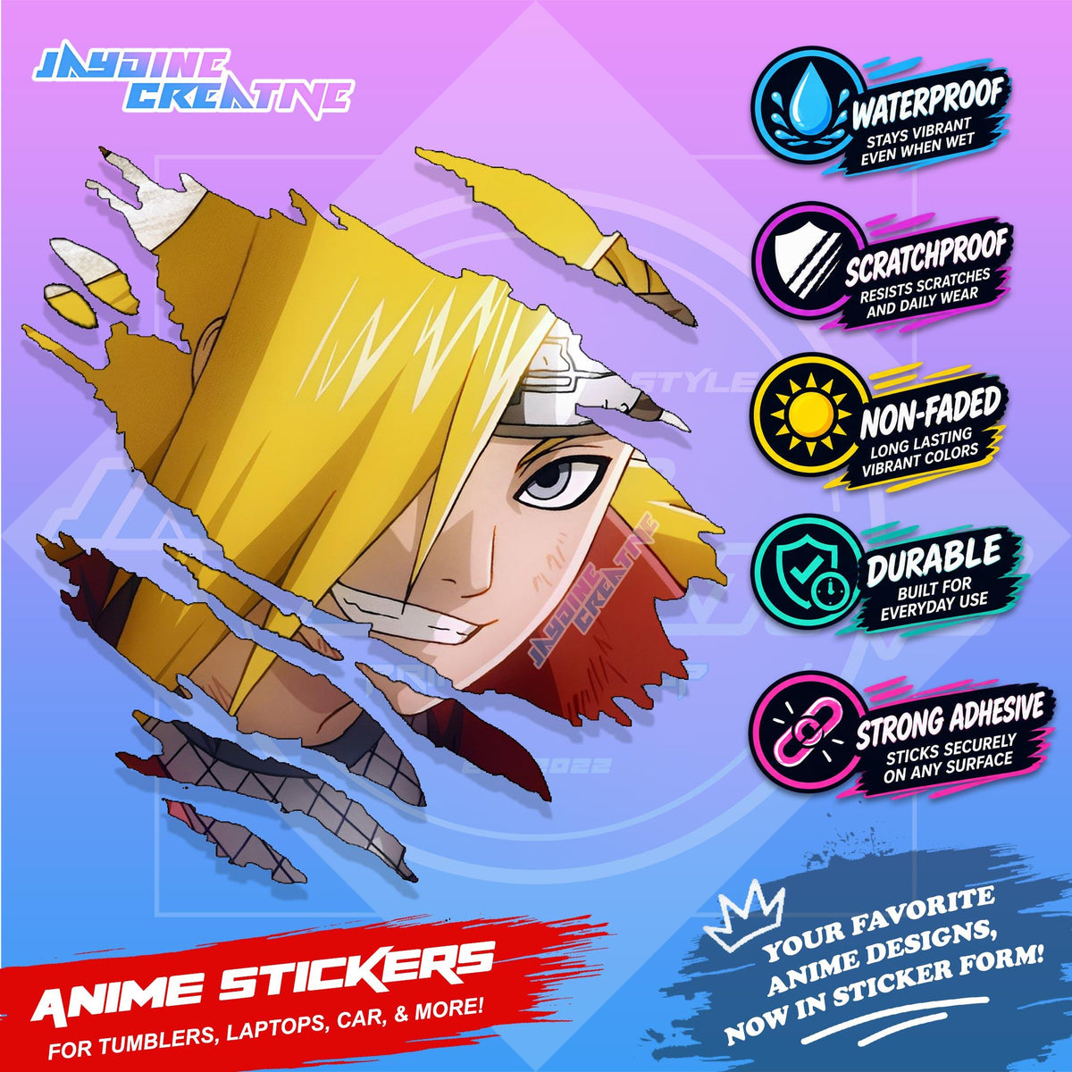 Akatsuki Anime Inspired Scratch Sticker | Waterproof Vinyl for Helmet, Motorcycle, Car & Tumbler