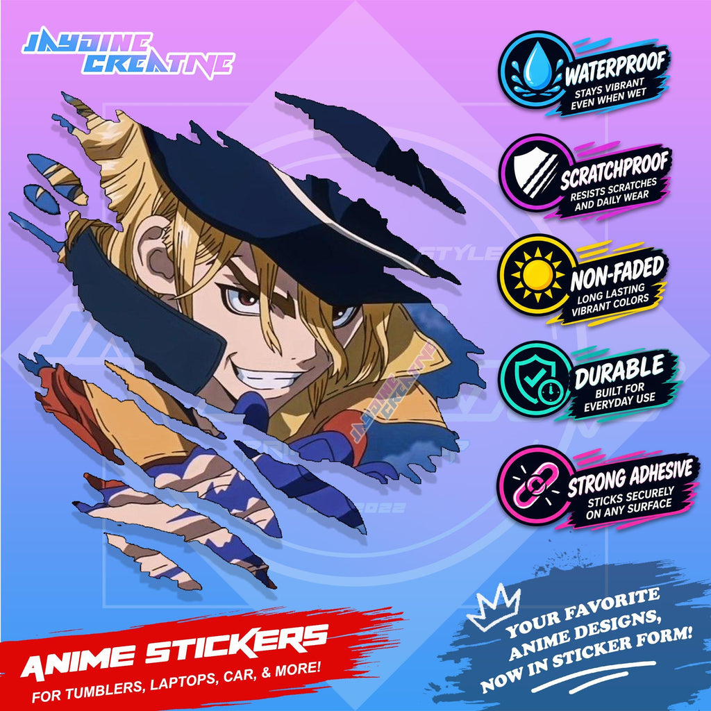 Dr. Stone Anime Inspired Scratch Sticker | Waterproof Vinyl for Helmet, Motorcycle, Laptop & Tumbler