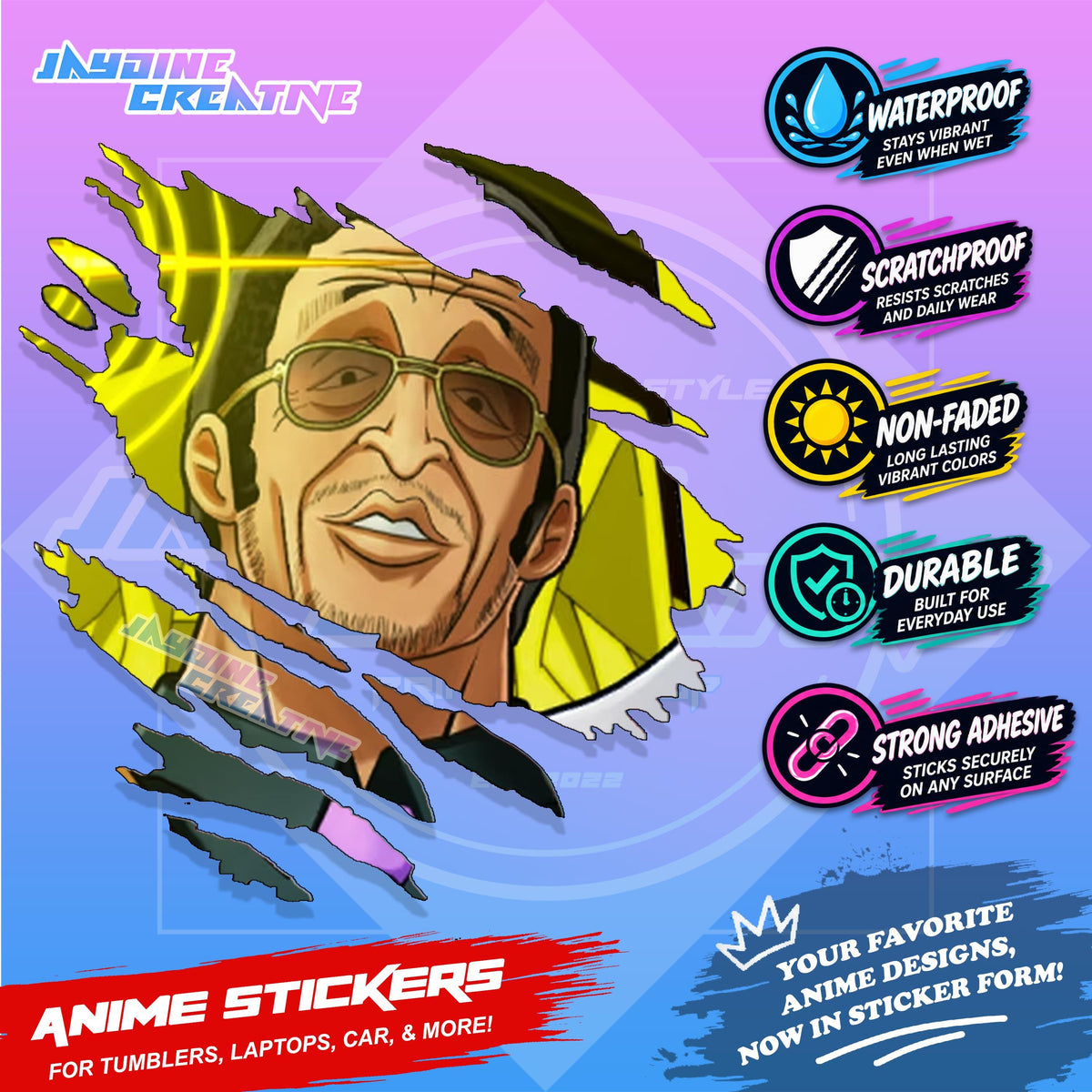One Piece God Valley Scratch Sticker Waterproof Vinyl for Helmet, Motorcycle, Car, Laptop & Tumbler
