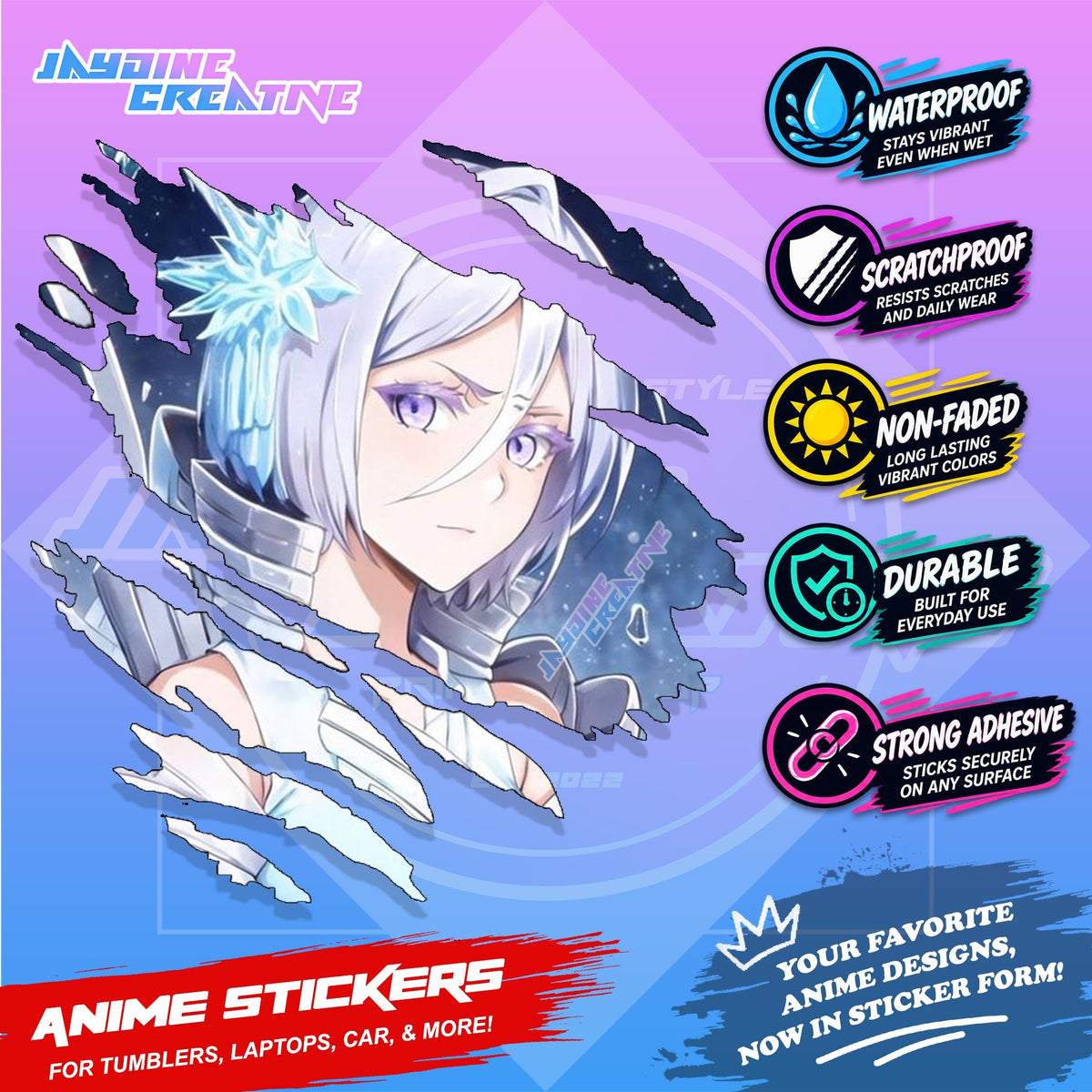 Bleach Anime Inspired Scratch Sticker Waterproof Vinyl for Helmet, Motorcycle, Car, Laptop & Tumbler