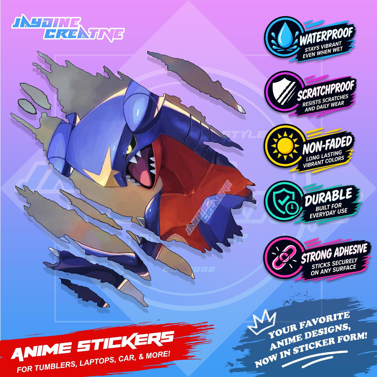 Pokemon Inspired Scratch Sticker | Waterproof Vinyl for Helmet, Motorcycle, Car & Tumbler