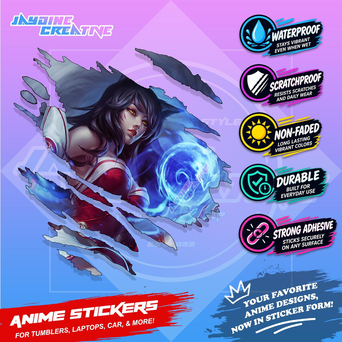 League of Legends Inspired Scratch Sticker Waterproof Vinyl for Helmet, Motorcycle, Laptop & Tumbler
