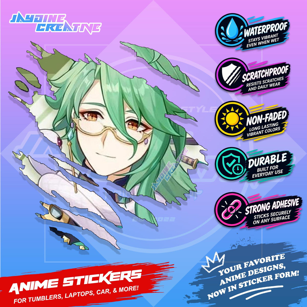 Genshin Liyue Inspired Scratch Sticker | Waterproof Vinyl for Helmet, Motorcycle, Laptop & Tumbler