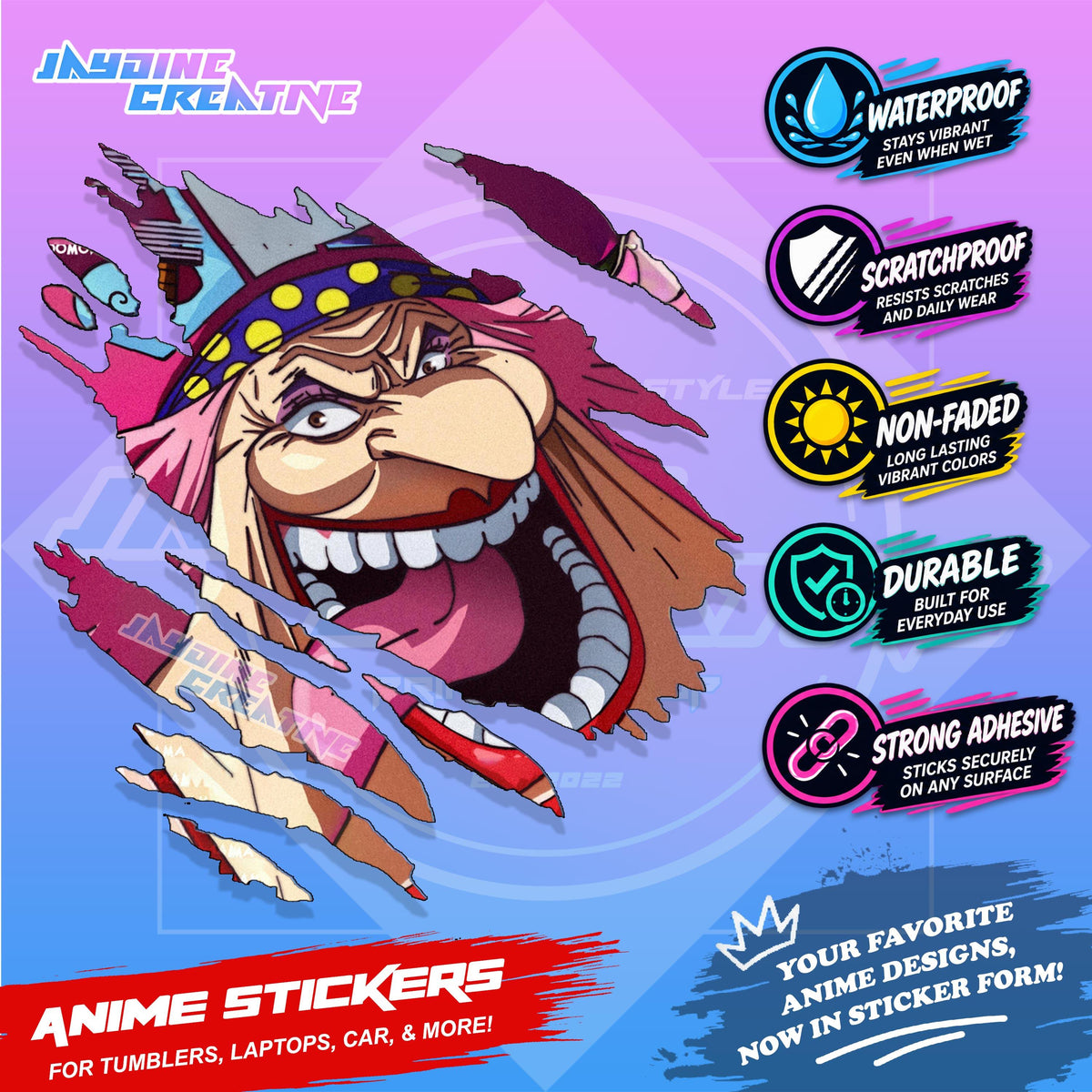 One Piece God Valley Scratch Sticker Waterproof Vinyl for Helmet, Motorcycle, Car, Laptop & Tumbler