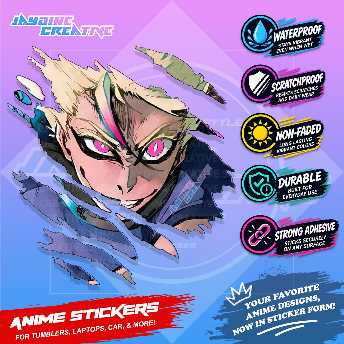 Blue lock Anime Scratch Sticker | Waterproof Vinyl for Helmet, Motorcycle, Car, Laptop & Tumbler