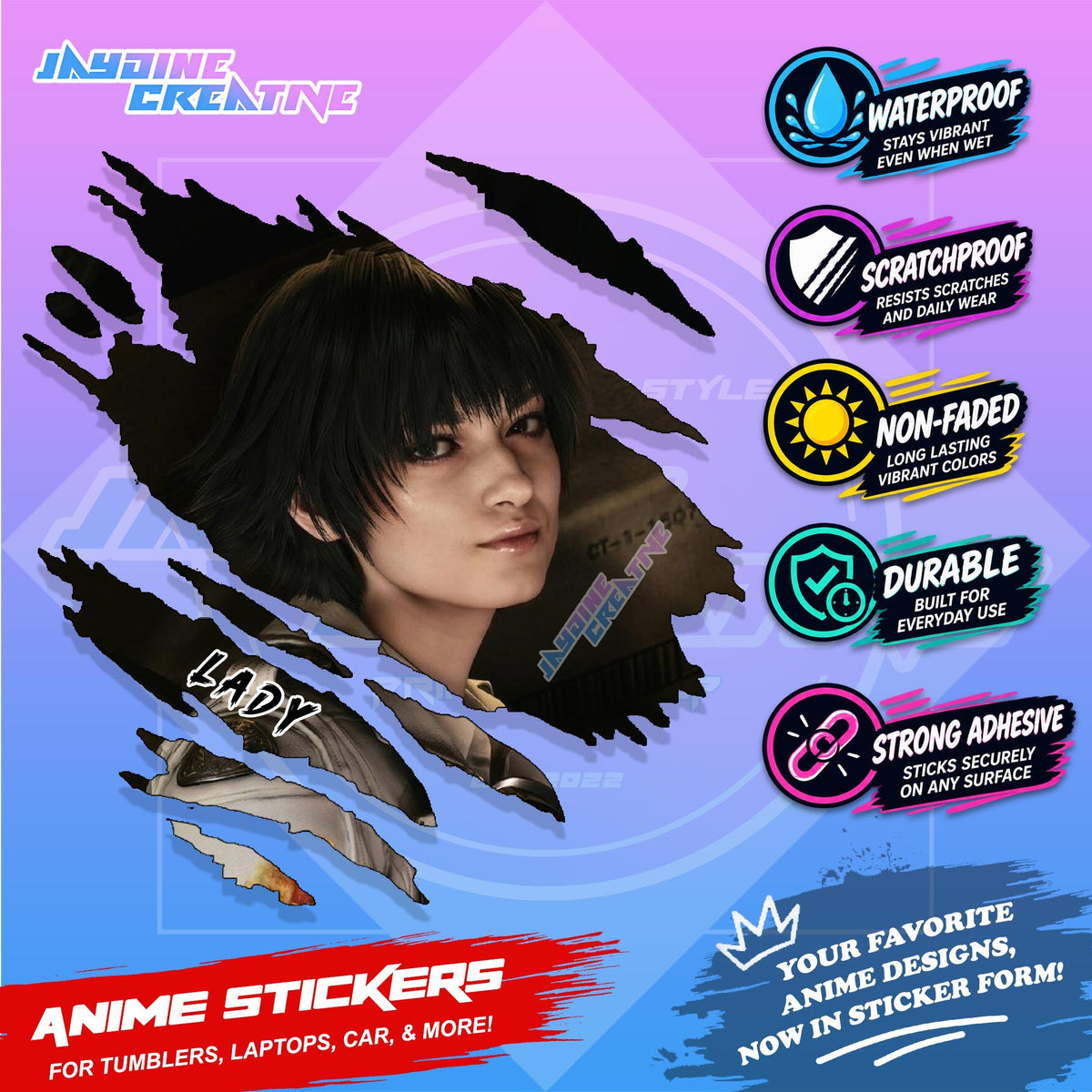 Devil May Cry Inspired Scratch Sticker | Waterproof Vinyl for Helmet, Motorcycle, Laptop & Tumbler