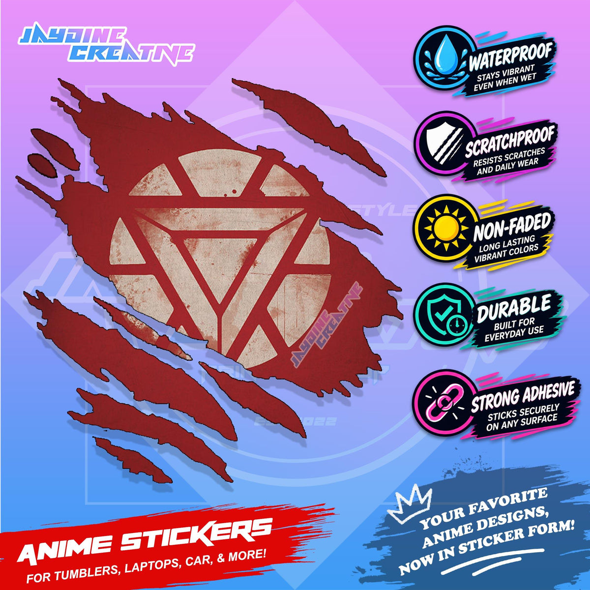 Ironman Marvel Inspired Scratch Sticker Waterproof Vinyl for Helmet, Motorcycle, Laptop & Tumbler