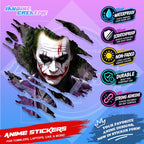 Joker Inspired Scratch Sticker Waterproof Vinyl for Helmet Motorcycle, Car & Tumbler
