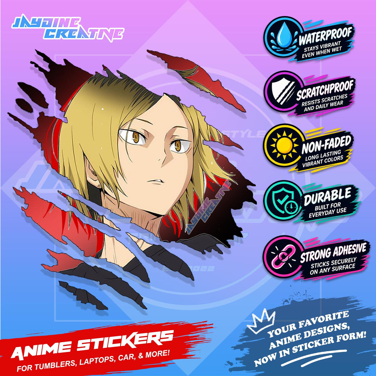 Haikyu Anime Inspired Scratch Sticker Waterproof Vinyl for Helmet, Motorcycle, Car, Laptop & Tumbler