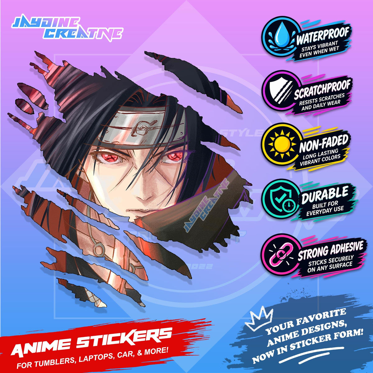 Akatsuki Anime Inspired Scratch Sticker | Waterproof Vinyl for Helmet, Motorcycle, Car & Tumbler