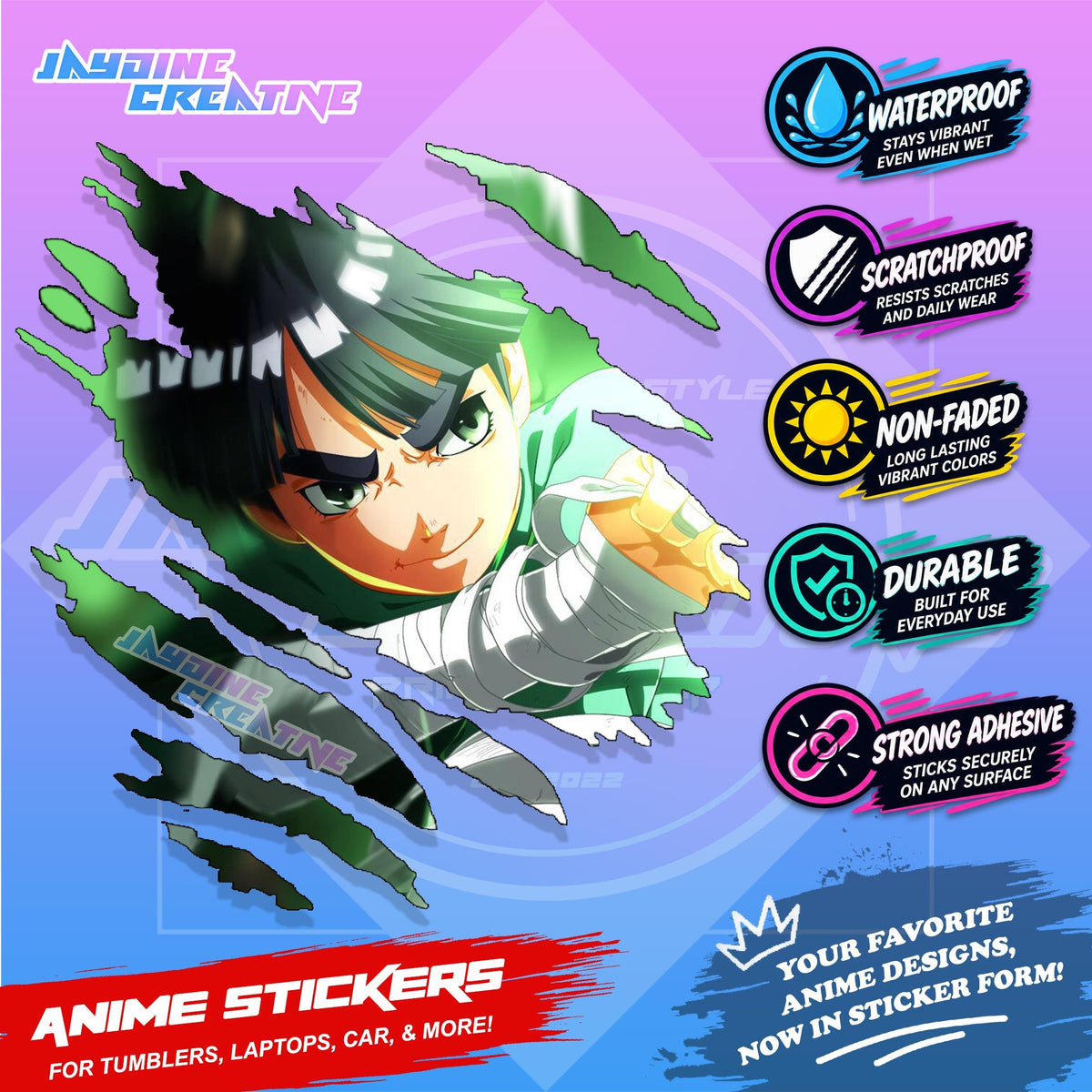 Naruto Inspired Scratch Sticker | Waterproof Vinyl for Helmet, Motorcycle, Car & Tumbler